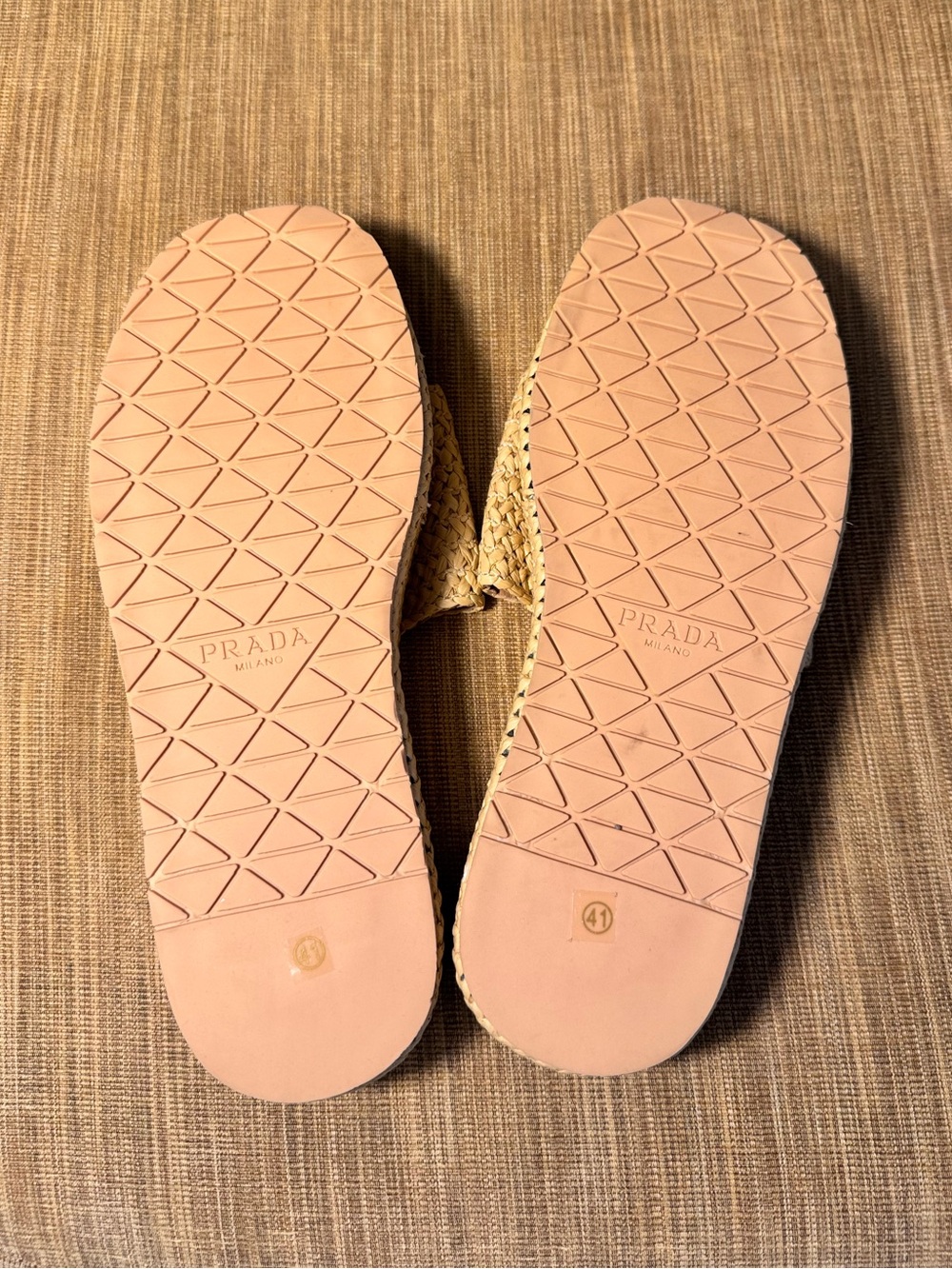 Prada Raffia Tan Platform Slides - Picture 7 of 7